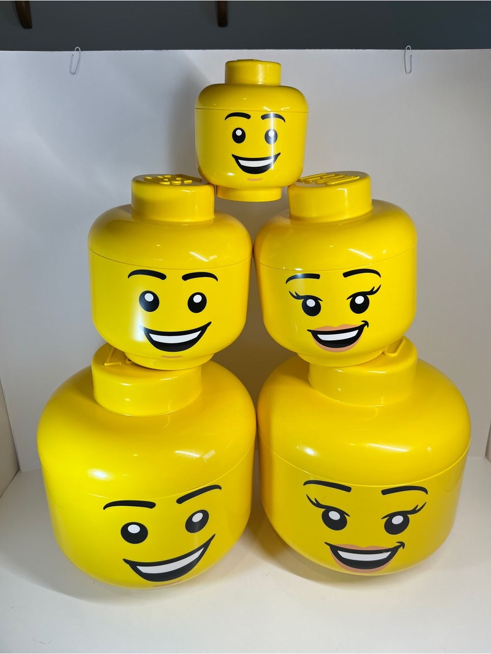 LEGO Storage Head Bin Container Family Set of 5 Small Medium Large Block 2019